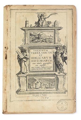 TRAVEL  ADRICHEM, CHRISTIAAN VAN. Theatrum terrae sanctae et biblicarum historiarum.  1590.  Lacks the plan of Jerusalem.